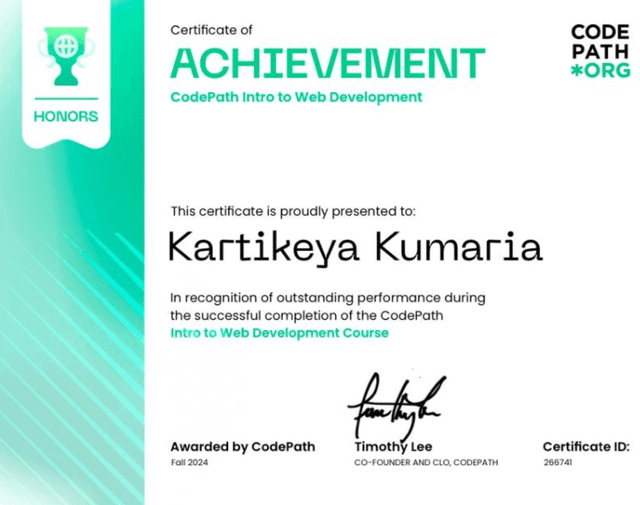 WEB 101 Certificate